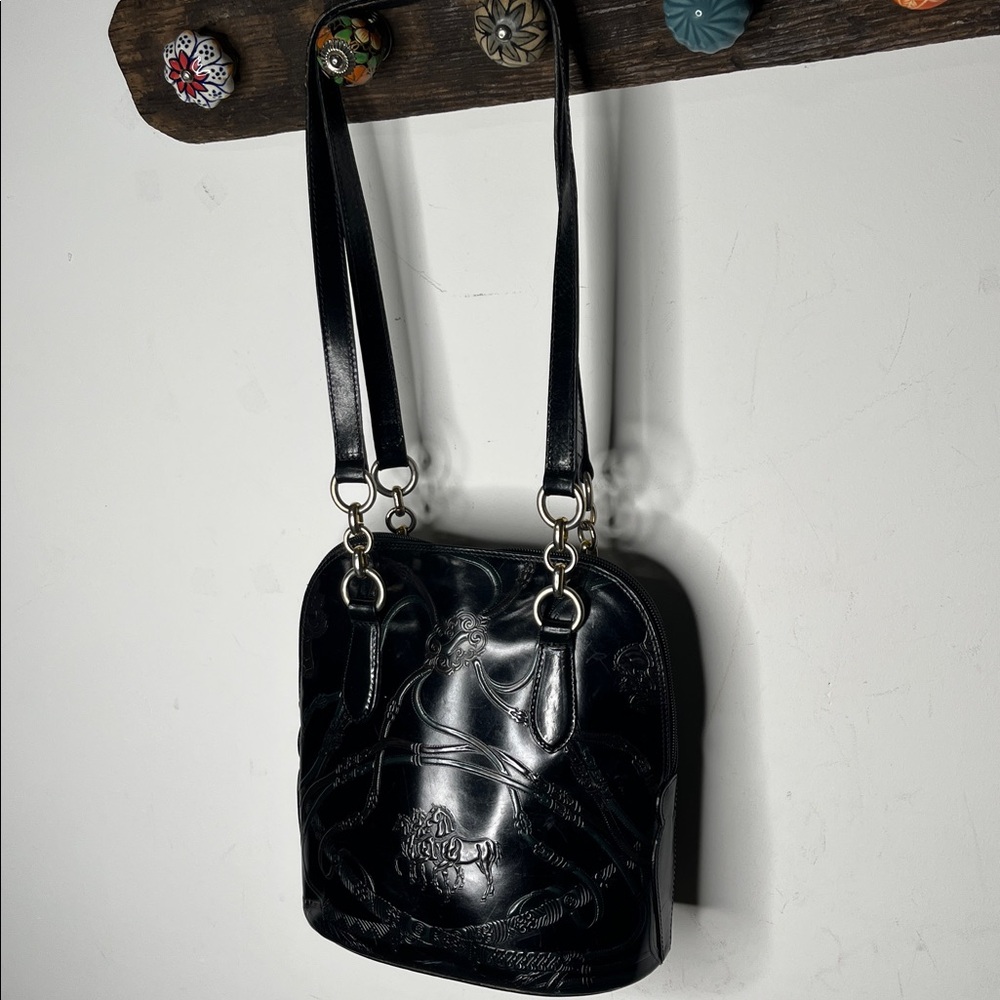 Michael Rome Leather embossed Bag horses made in Italy - Picture 2 of 9